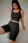 Crop Top with wide straps women dark gray