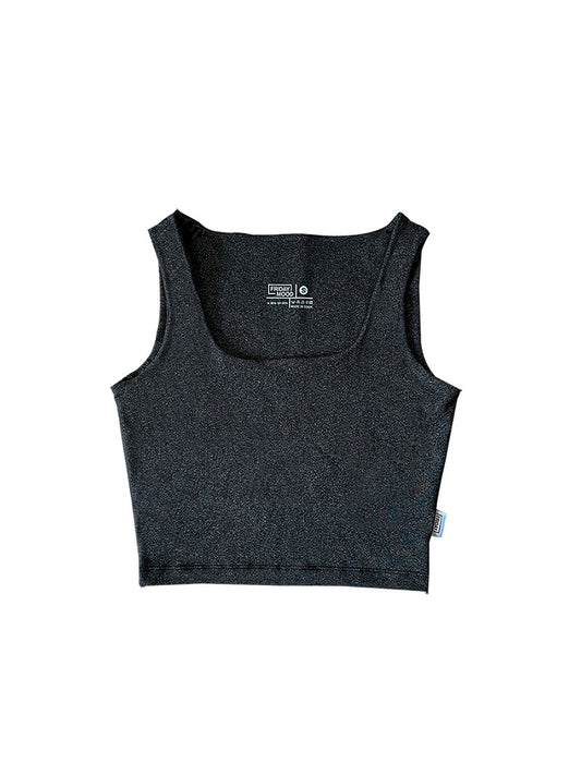 Crop Top with wide straps women dark gray